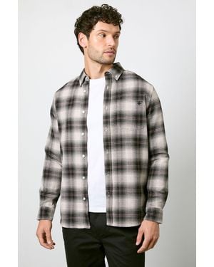 MAINE Western Check Long Sleeve Shirt Cotton - Grey