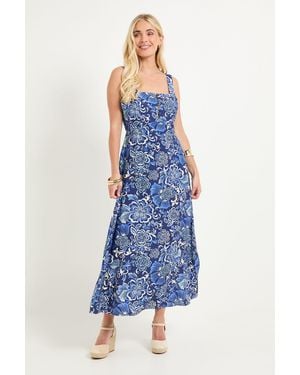 Wallis Petite Summer Floral Maxi Dresss - Blue
