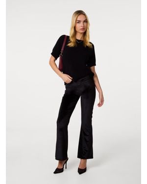 Pink Vanilla Velvet Flare Trousers - Black
