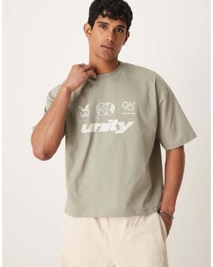 ASOS Boxy Oversized T-Shirt With Front Chest Graphic - Natural