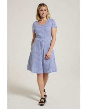 Mountain Warehouse Orchid Patterned Uv Summer Dress With Side Pockets Holiday Beach Cotton - Blue