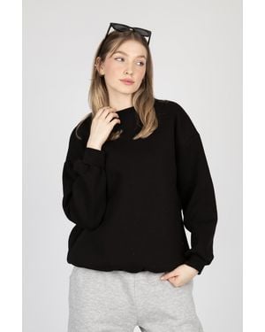 Hiccup Crew Neck Casual Sweatshirt - Black