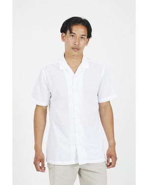 Brave Soul Off Revere Collar Short Sleeve Shirt - White