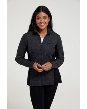 Mountain Warehouse 'Idris' Panelled Fleece Jacket With Pockets Warm Everyday Coat - Black