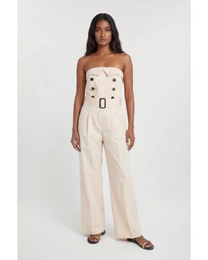 Karen Millen Petite Tailored Cotton Trench Bandeau Jumpsuit - Natural