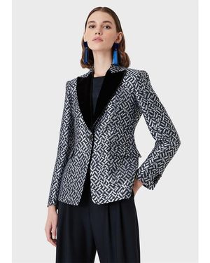 Emporio Armani Emporio Armani Collared Regular Fit Blazer Jacket - Grey
