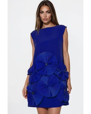 Msn-Collection Embroidered Strapless Mini Dress - Blue