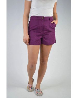 Secret Label Linen Blend Turn-Up Shorts - Purple