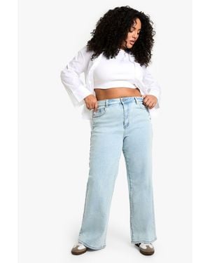 Boohoo The Plus Loose Straight Jean - Blue