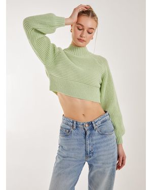 Pink Vanilla High Neck Knitted Jumper - Green