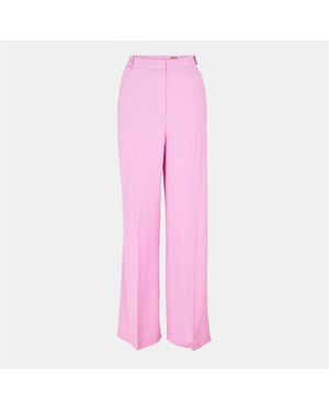 BOSS Tacilana Solid Patterned Wide Leg Trousers - Pink