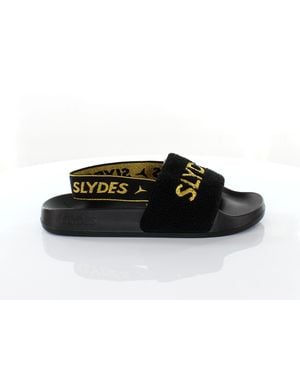 Slydes Coin Slip On Back Strap Flip Flop Sliders Sandals Ss20 Textile - Black