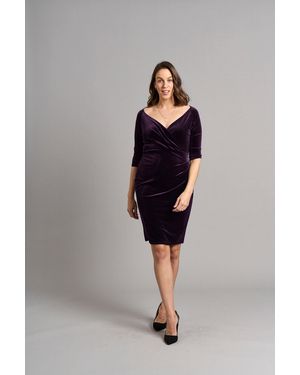 Chapter London Amber Bardot Bodycon Fluwelen Jurk - Blauw
