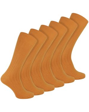Sock Snob Plain Coloured Cotton Rich Ribbed Dress Socks - Brown