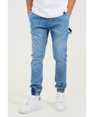Brave Soul Light Slim Fit Cuffed Carpenter Style Jeans - Blue