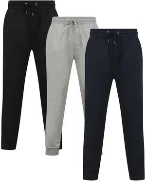 Tokyo Laundry 3-Pack Cuffed Joggers With Logo Badge - Black