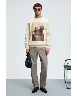 Grimelange Printed Crew Neck Sweatshirt - White