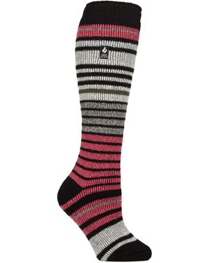 Heat Holders Ladies Thermal Striped Ski Socks - Red