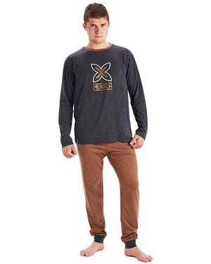 Munich Winter Pyjamas Long Sleeve Round Neck Mu1 - Black