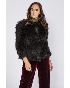 Jayley Hand Knitted Faux Fur Jacket - Black