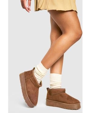 Boohoo Ultra Mini Platform Faux Fur Lined Boots - White