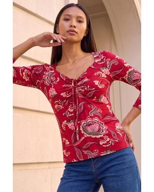Roman Petite Drawstring Top - Red