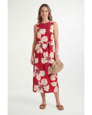 Wallis Petite Floral Belted Maxi Dress - Red