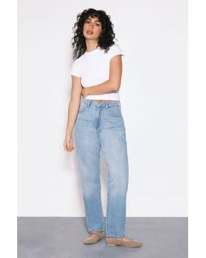 Boohoo Basics High Waist Mom Jean - Blue