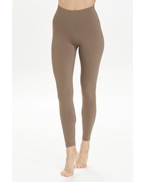 Sosandar Gabrielle Taupe High Waisted Activewear Leggings - Natural