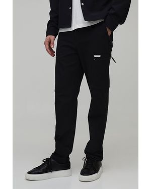 BoohooMAN Slim Technical Cargo Trouser - Black
