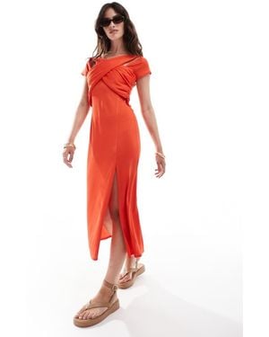 Closet Cross Front Midi Dress - Red