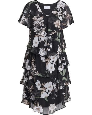Gina Bacconi Debbie Print Tiered Dress - Black