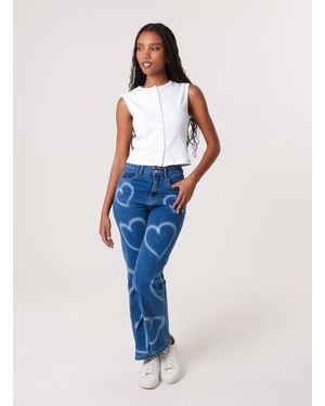 Pink Vanilla Spray Heart Detail Jeans - Blue