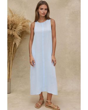 Hiccup Textured Cotton Midi Beach Dress With Slit - Natural
