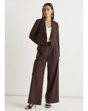 Gini London Linen Mix Wide Leg Trouser - Brown
