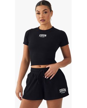 DSGN Studio Embroidered Rib Short - Blue