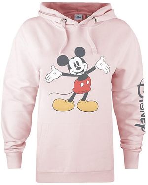 Disney Ladies Open Arms Mickey Mouse Hoodie (Pale) - Pink