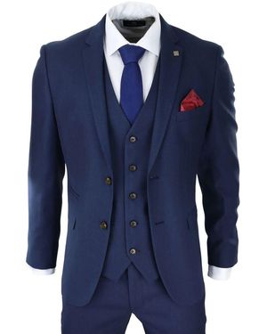 Paul Andrew 3 Piece Classic Retro Suit Canvas - Blue