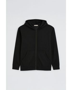 MixRay Zip-Front Hooded Hoodie - Black