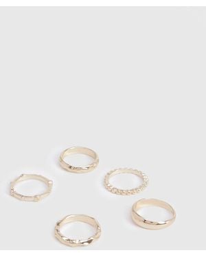 Boohoo Abstract Rings 5 Pack - Metallic