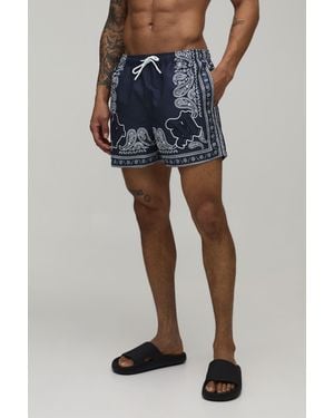 BoohooMAN Bandana Print Short Length Swim - Blue