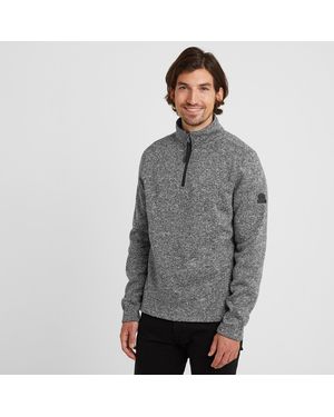 TOG24 Pearson Knitlook Fleece Zipneck Dark Marl - Grey