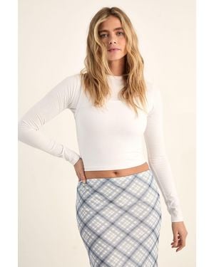 Nasty Gal Double Layer Long Sleeve Top - White