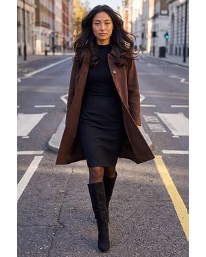Roman Petite Collared Button Front Coat - Grey