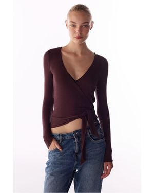 Penti Cashmere Envelope Long Sleeve Blouse - Blue