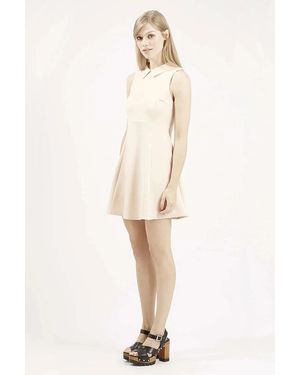 TOPSHOP Sleeveless Skater Dress With Collar - Natural