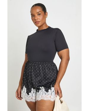 Boohoo Plus Second Skin Short Sleeve High Neck Bodysuit - Blue