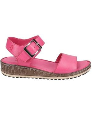 Hush Puppies Ladies Ellie Leather Wedge Sandals - Pink