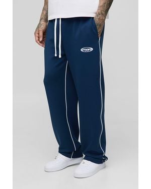 BoohooMAN Tall Tricot Print Oversized Joggers - Blue