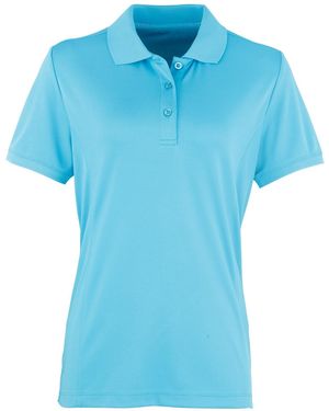 PREMIER Ladies Coolchecker Short Sleeve Pique Polo T-Shirt - Blue